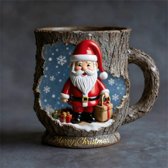 Christmas Magic Crackle Mug, Ceramic Forest Design Holiday Cup, Unique Crackled Finish for Hot Cocoa and Coffee