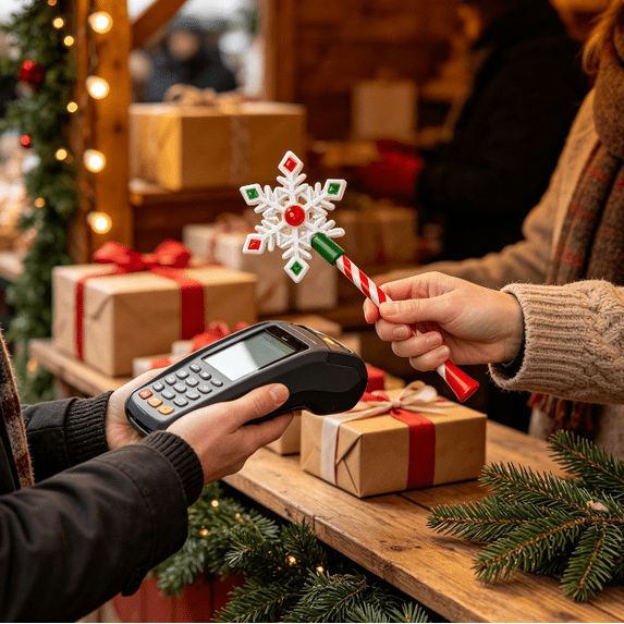 Christmas Magic Credit Card Payment Wand, Quirky Xmas Gift Accessory, Jeweled Snow‑Flare Tap‑to‑Pay Stick, Seasonal Payment Gadget for Holiday Gatherings & Staff Presents