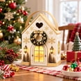 thumbnail image 1 of Christmas Magic House Gift Box Cottage Shaped Handle Packaging Gingerbread | Lidded Cardboard Container for Cookies Candy Small Presents Holiday Party Favor Storage Carrying Display Seasonal Treats, 1 of 4