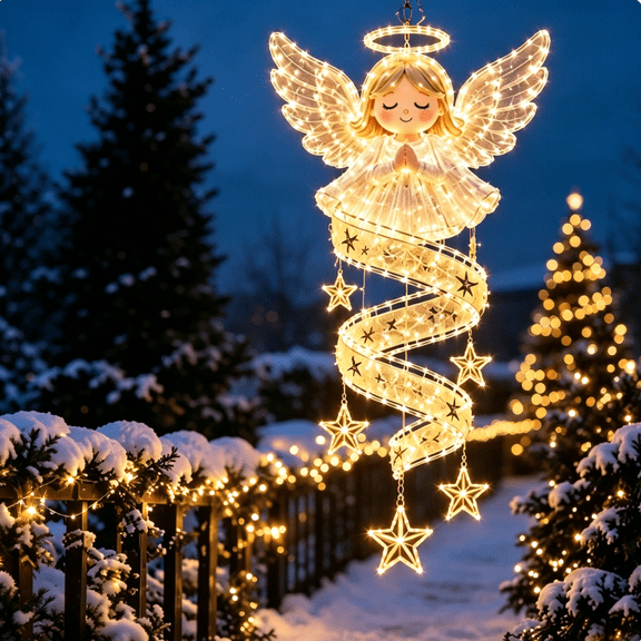Christmas Magic Spiral Hanging LED Light Collection, Versatile Hanging Holiday Light, Decorative Accent for Railing Deck Eave Patio Christmas Display