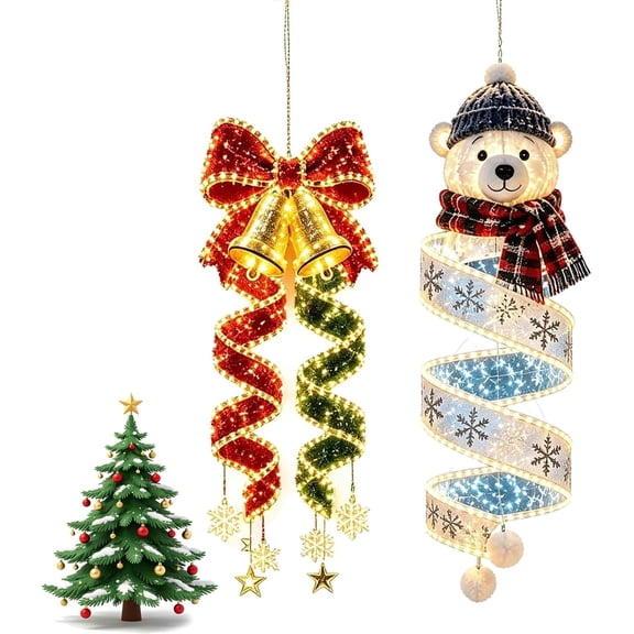 Christmas Magic Spiral Hanging LED Lights, Outdoor Holiday Decoration, Energy-Efficient