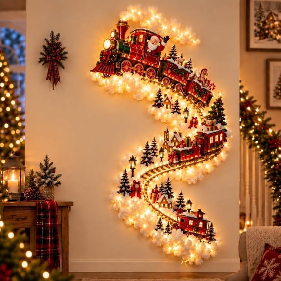 Christmas Magic Trail Wall Light, 60cm Warm White LED Cascading Wall Light Warm White Battery Powered Fairy Lights, DIY Kit Wall Hanging Indoor Christmas Decorations, Holiday Gift