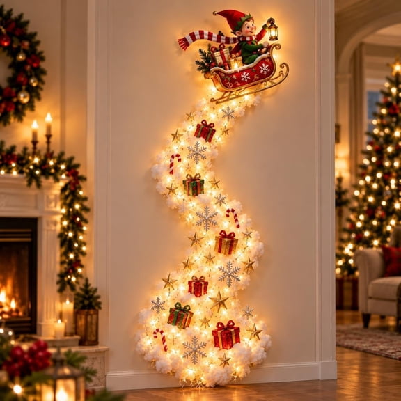 Christmas Magic Trail Wall Light - A Little Christmas Magic, Waterproof, Christmas Wall Decor for Living Rooms, Magical Indoor Holiday Atmosphere