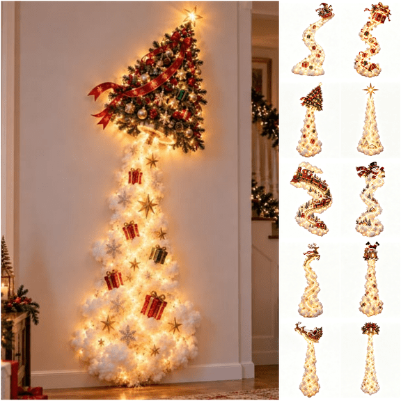Christmas Magic Trail Wall Light, Illuminated Holiday Story Wall Decor with Glowing Seasonal Scene, Festive Indoor Accent for Living Room, Bedroom and Party (wall decor-tree)