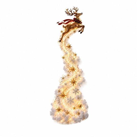 Christmas Magic Trail Wall Light, Jumping Reindeer LED Glowing Wall Decor for Home, Window, Indoor Festive Holiday