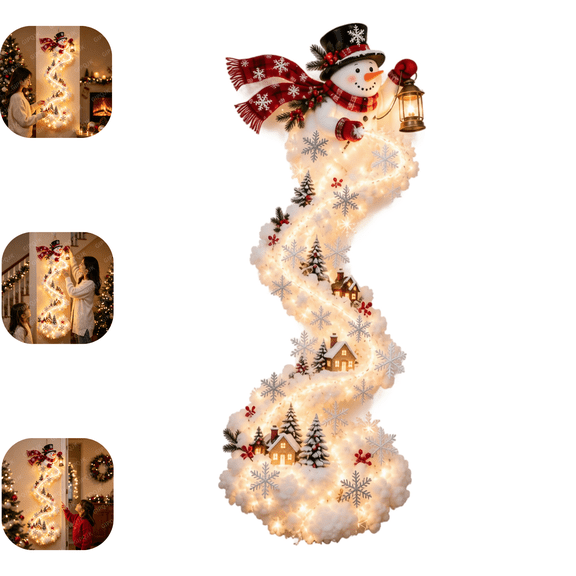 Christmas Magic Trail Wall Light, A Little Christmas Magic with Warm White LED, 3D Space-Saving Wall Decor, Easy Wall Placement, Sparkling Cascading Snow Effect for Seasonal Ambiance D