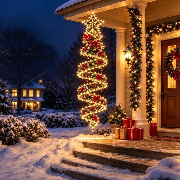 Christmas Magic Trail Wall Light Tree Lume Lights, 3D Christmas Tree Wall Decor for Porch Yard Garden Holiday