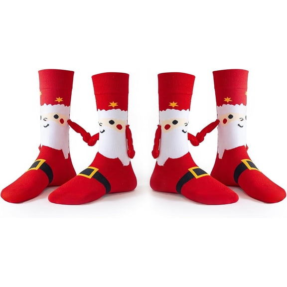 Christmas Magnetic Funny Holding Hands Socks for Couples, Christmas Gag Gifts, Unisex Adult New Year Gift