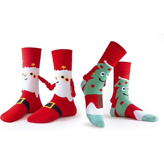 Christmas Magnetic Funny Holding Hands Socks for Couples, Christmas Gag Gifts, Unisex Adult New Year Gift
