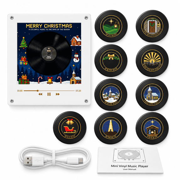 Christmas Magnetic Music Player with 9 NFC Mini Records, 256MB Custom ...