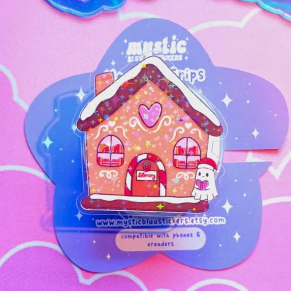 Christmas Magnetic Phone Grip Holographic Gingerbread Library Grip ...