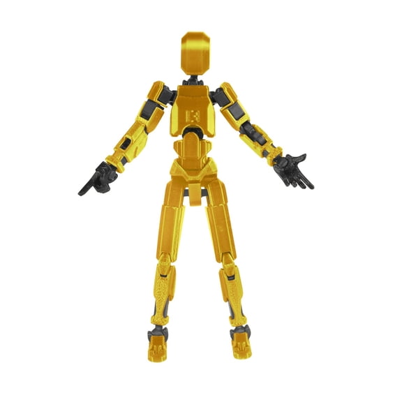 Christmas Magnetic T13 Action Figure Full Body Movable 13 Joints 3D Printed Robot Dummy Doll for DIY Creative Posing Desktop Decoration Stress Relief Gift, Gold