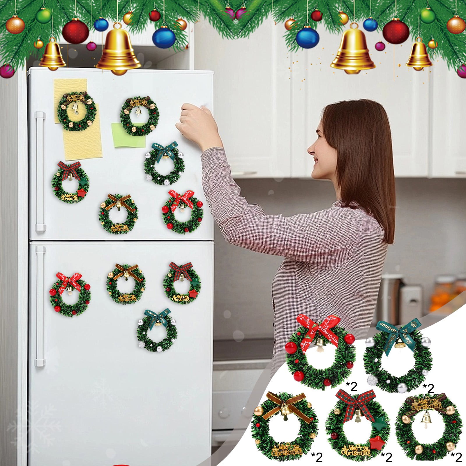 Christmas Magnetic Wreath Decorations Set | Festive Fridge Magnets ...