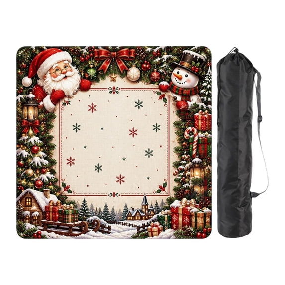 Christmas Mahjong Gifts, Mahjong Mat with Carrying Bag, 31.5" X 31.5" Noise Reduction Mahjong Mat for Table, Mahjong Accessories Non Slip Gaming Mat for Board Tile Games Poker Card Dominoes