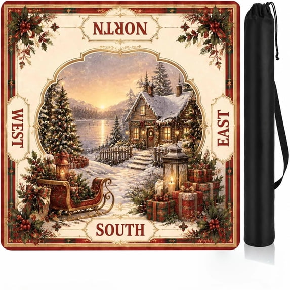 Christmas Mahjong Mat,31.5 * 31.5 Inch Non-Slip Noise Reduction, American Mahjong Mat for Table , Waterproof Surface Mah Jongg Mats for Poker, Card, Dominoes, Board & Tile Games