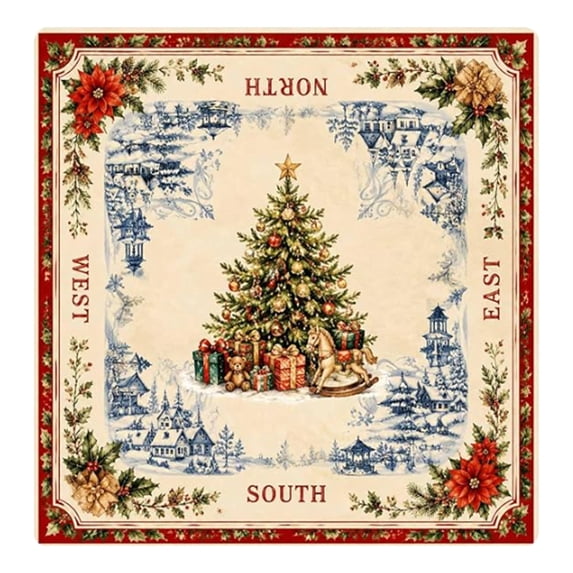 Christmas Mahjong Mat, 31.5×31.5 Inches, Mahjong Mat for Table|Anti-Slip | Noise Reduction | Waterproof | Wrinkle-Free, Mah jongg Mat Transported in Curly Packaging, No Creases with Bag