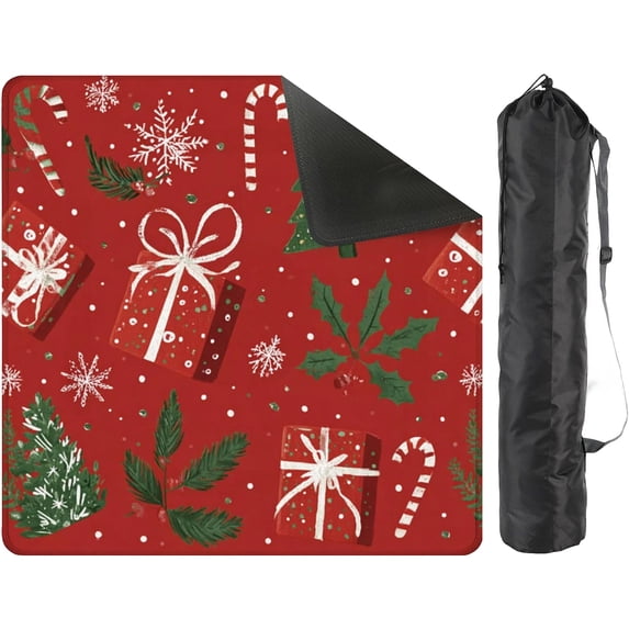 Christmas Mahjong Mat 31.5 x 31.5 Inch Waterproof Noise Dampening Layer with Travel Bag, Stable Grip for American Mahjong Mat, Great for Family Game Nights