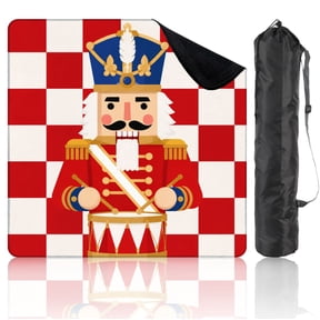 Christmas Mahjong Mat 31.5" x 31.5" Nutcracker Soldier Red White Checkered Festive Guard Non-Slip Noise Reduction Mahjong Accessories Gifts for Board and Tile Games