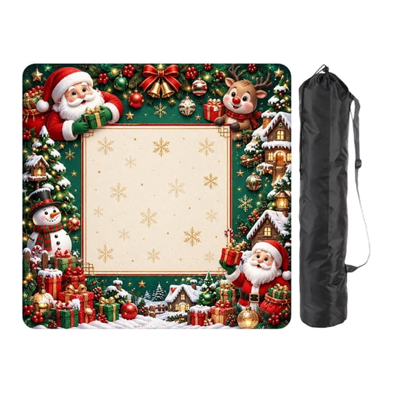 Christmas Mahjong Mat With Bag, 31.5"X31.5", Anti Slip Noise Reducing Mahjong Mat With Bag For Mahjong, Poker, Board Games; Mahjong Accessories For Christmas Nights, Parties, And Family Gatherings