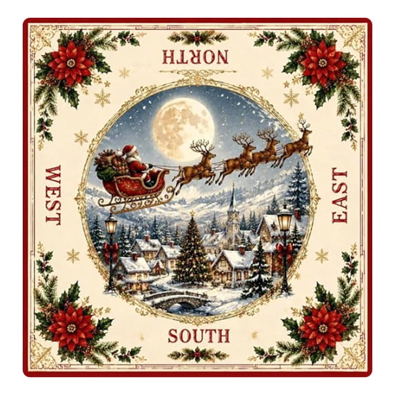 Christmas Mahjong Mat for Table, No Creases, Ships Rolled, 31.5 x 31.5 Non-Slip Noise Reduction Gaming Mat for Mahjong Poker Card Board Games Dominoes