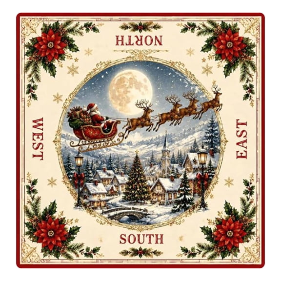 Christmas Mahjong Mat for Table, No Creases, Ships Rolled, 31.5 x 31.5 Non-Slip Noise Reduction Gaming Mat for Mahjong Poker Card Board Games Dominoes