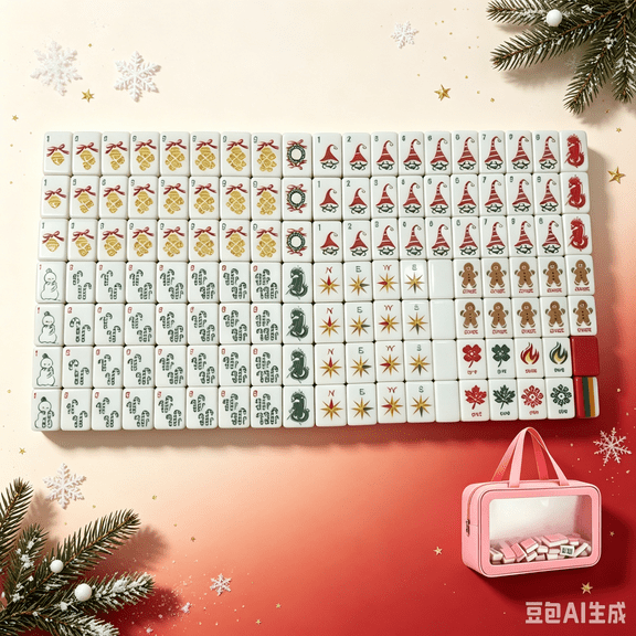 Christmas Mahjong Tiles, 160 Pcs American Mahjong Set(Red)