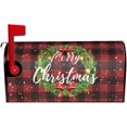 thumbnail image 1 of Christmas Mailbox Cover 21" X 18" Black Red Check Plaid Wreath Merry Christmas Magnetic Mailbox Wraps Standard Size Post Letter Box Cover for Outdoor Decoration Garden Decor, 1 of 6
