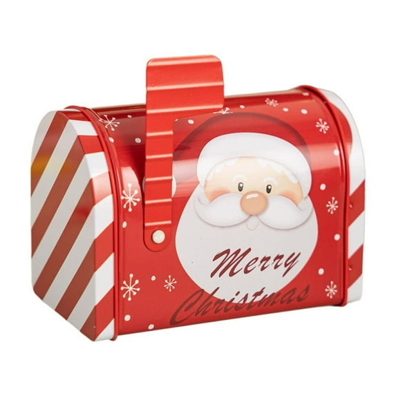 Christmas Mailbox Tin Box, Holiday Mailbox Decoration, Metal Christmas Mailbox Storage Container for Small Gifts and Cards, Festive Christmas Pattern, Durable Metal Material, Compact Size