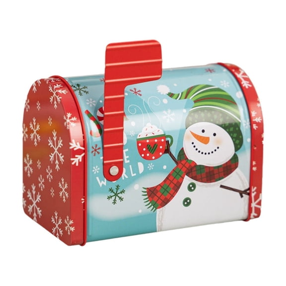 Christmas Mailbox Tin Box, Holiday Mailbox Decoration, Metal Christmas Mailbox Storage Container for Small Gifts and Cards, Festive Christmas Pattern, Durable Metal Material, Compact Size