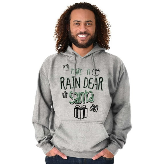 Christmas Make It Rain Dear Santa Unisex Plus Fleece Graphic Hoodie Brisco Brands 2X