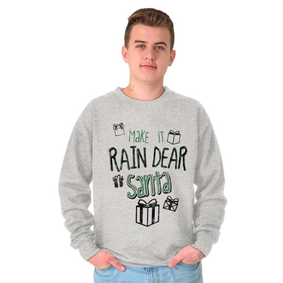 Christmas Make It Rain Dear Santa Unisex Plus Fleece Graphic Sweatshirt Brisco Brands 2X