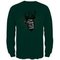 thumbnail image 1 of Christmas Make it Rein Rain Reindeer Pun Mens Long Sleeve T Shirt Forest Green SM, 1 of 1