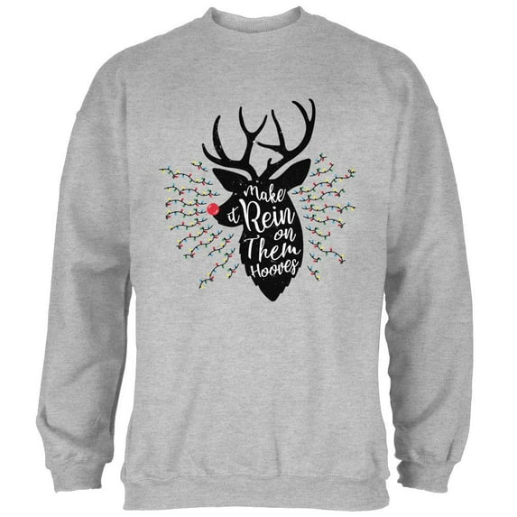 Christmas Make it Rein Rain Reindeer Pun Mens Sweatshirt Heather LG