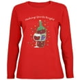 thumbnail image 1 of Christmas Making Spirits Bright Red Womens Long Sleeve T-Shirt - Small, 1 of 1