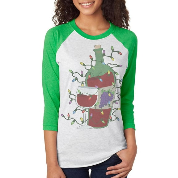Christmas Making Spirits Bright Unisex Raglan T Shirt Irish Green SM