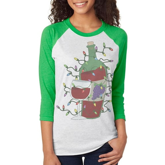Christmas Making Spirits Bright Unisex Raglan T Shirt Irish Green SM