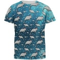 thumbnail image 1 of Christmas Manatee Floaty Potato Pattern All Over Mens T Shirt Multi LG, 1 of 2