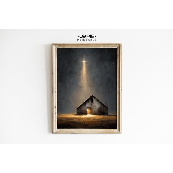 Christmas Manger Wall Art Nativity Scene With Star Rustic Christian Jesus Birth