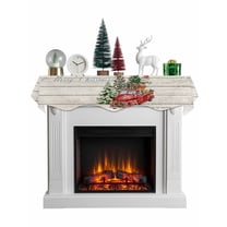 Christmas Mantel Scarf Fireplace Decorations for Living Room, Red Truck Gnomes Tree Snowflake Vintage Fireplace Mantel Scarf Cover Runner for Halloween/Thanksgiving/Christmas Decor 70"x17"