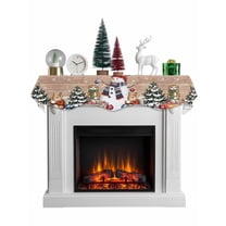 Christmas Mantel Scarf Fireplace Decorations for Living Room, Snowman Animal Xmas Tree Snowflake Wooden Fireplace Mantel Scarf Cover Runner for Halloween/Thanksgiving/Christmas Decor 60"x17"