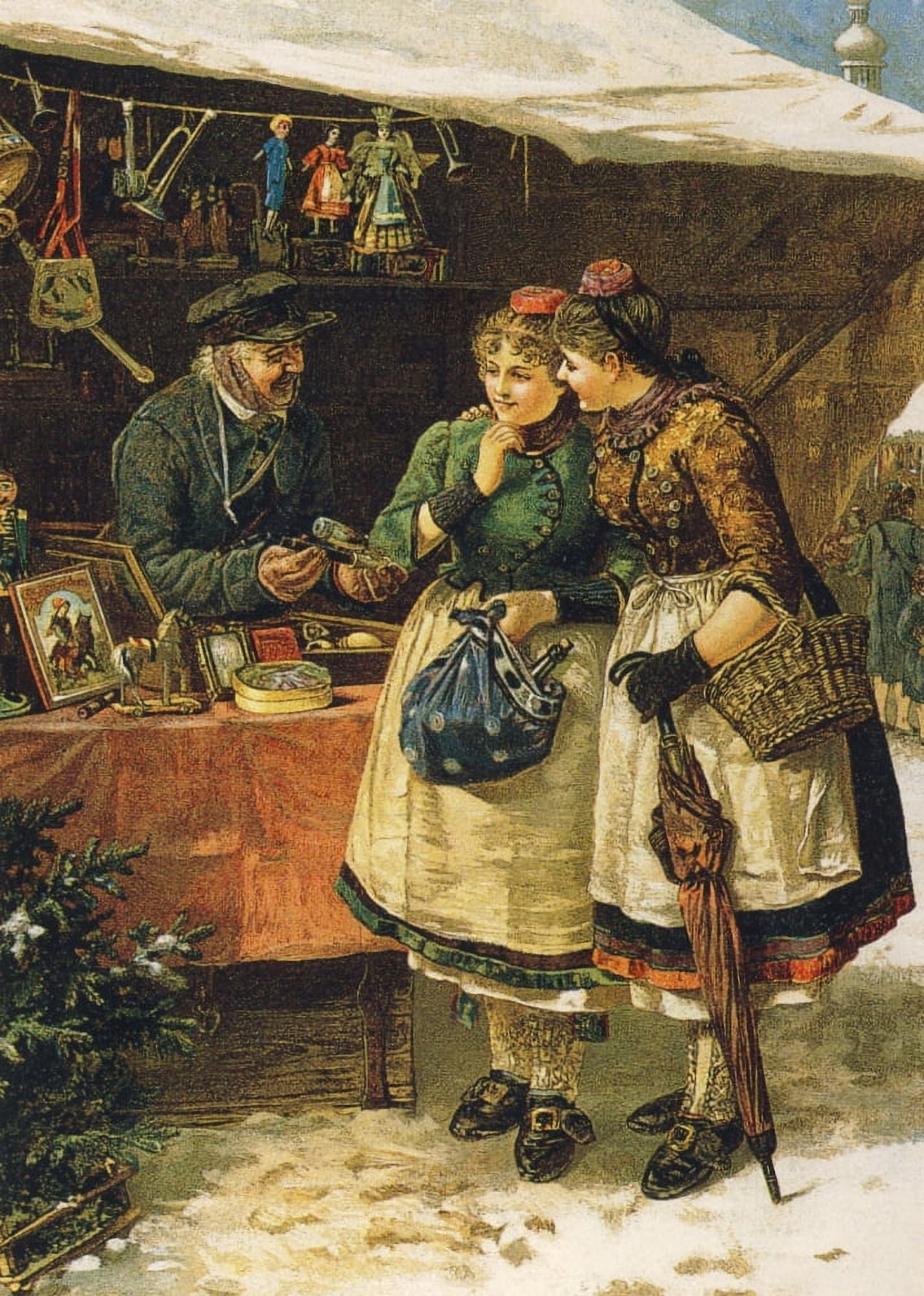 Christmas Market Canvas Art - Ludwig Blume-Siebert (24 x 36)