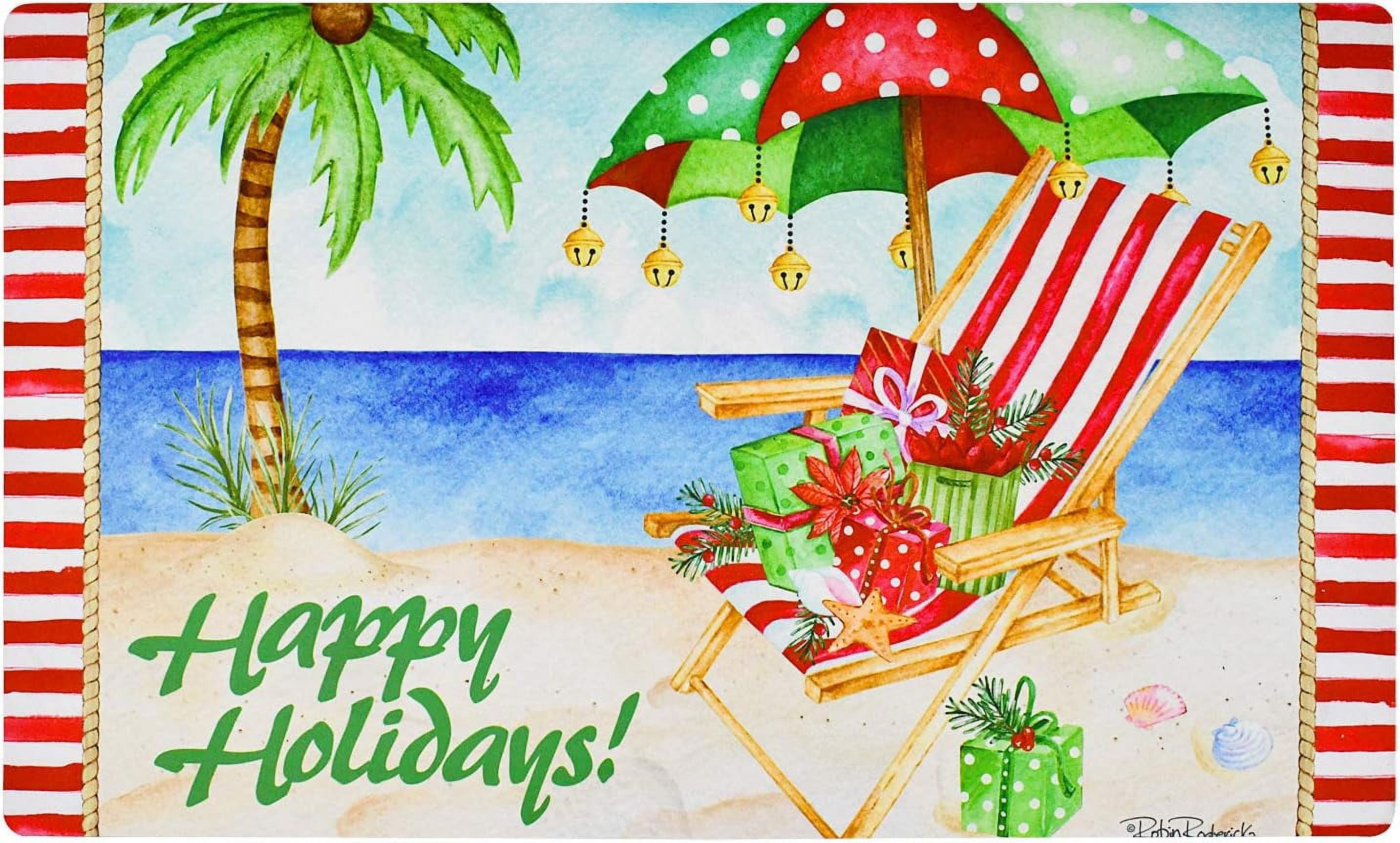 Christmas Mat Decorative Holiday Rugs Indoor Outdoor Rubber Back Front Door Mats Winter