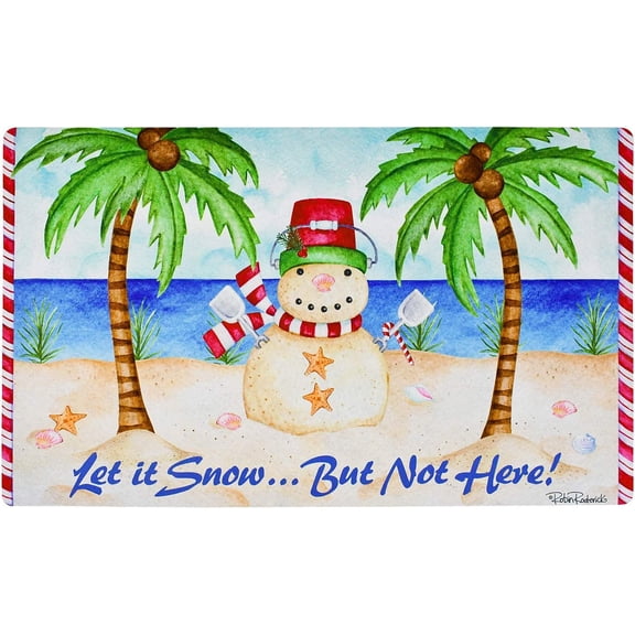 Christmas Mat Decorative Holiday Rugs Indoor Outdoor Rubber Back Front Door Welcome Mats Winter Ocean Themed Doormats for Porch Entrance Entryway (Let it Snow)