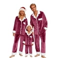thumbnail image 1 of Christmas Matching Family Outfits Plush Christmas Pajamas Long Sleeve Button down Festival Party Sleepwear Top and Pajamas Pants Christmas Pajamas for Family, 1 of 6