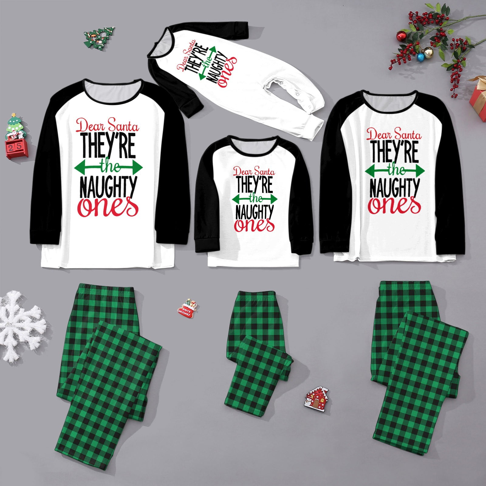 Christmas Matching Family Pajamas Christmas Print Tops And Pants Set