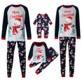 thumbnail image 1 of Christmas Matching Family Pajamas Set Snowman Letter Print Long Sleeve Top and Matching Pants Pjs for Adults, 1 of 7