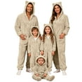 thumbnail image 1 of Christmas Matching Pajamas Family Christmas Family Matching Dad Romper Long Sleeve Hooded Full Length Pants Cat Ear Soft Sleepwear For Dad Beige L, 1 of 5