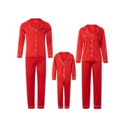 INEVNEN Christmas Matching Pajamas for Family Red Satin Family Pjs Matching Sets Xmas PJs Loungewear