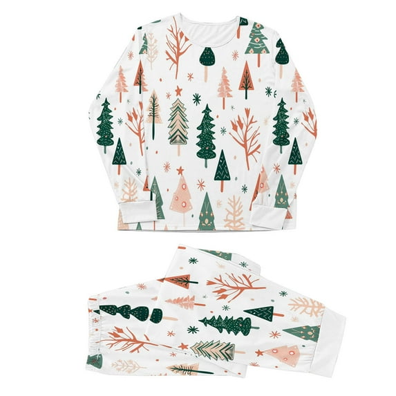 Christmas Matching Pajamas for Family Sets Cozy Christmas Family Sleepwear Top+Bottom Christmas Pajamas Set with Christmas Print Mom