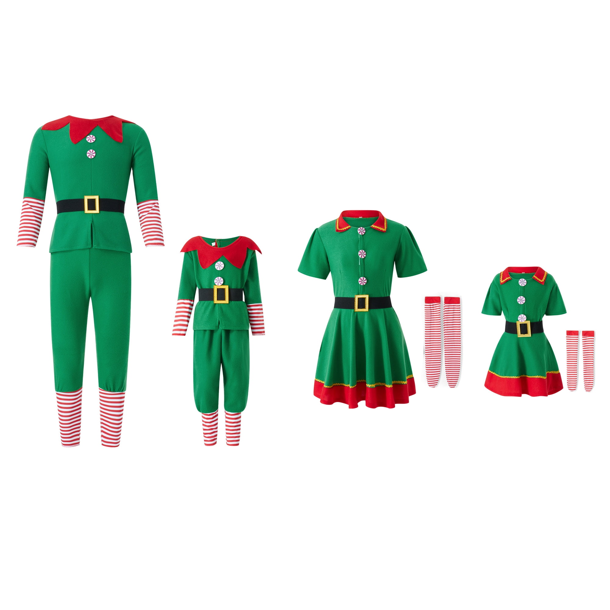 Christmas Matching Sets Cute Xmas Elf Outfits for Adult Kids,Matching